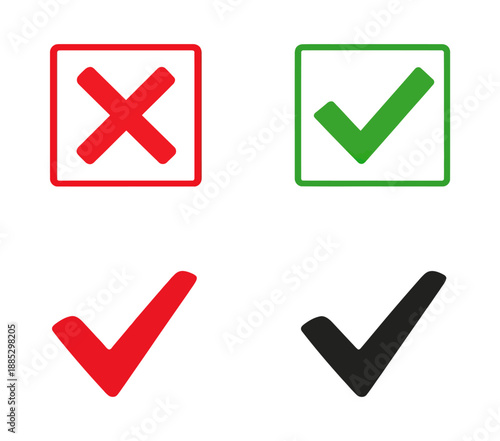 Check marks and crosses for decisions and choices