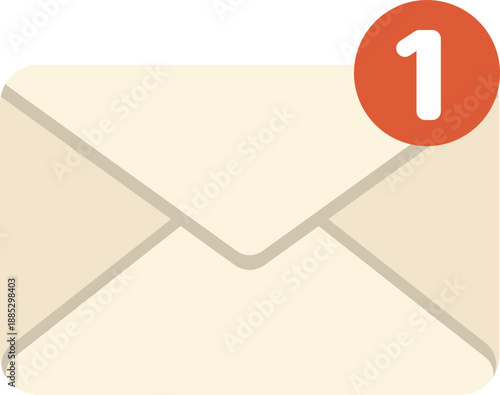 New email message notification icon representing an unread alert for digital communication and online correspondence, symbolizing an important incoming message or update in a digital inbox