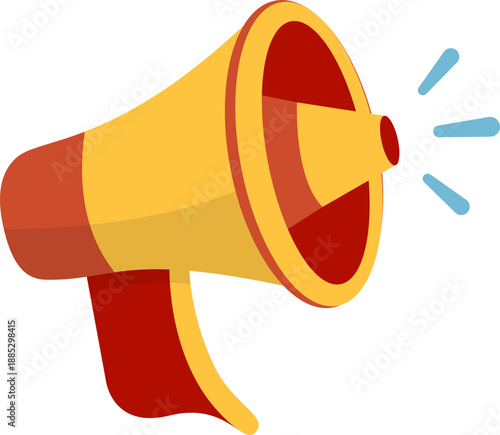 Dynamic graphic illustration of a megaphone, ideal for announcements, effective communication, broadcasting news, or drawing attention to key messages