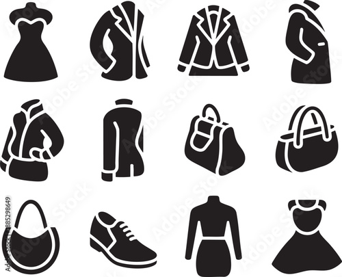 Black and white of dresses jackets backpacks shoes and handbags clothing accessories 1