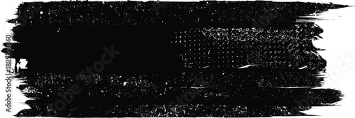 Grunge Paint Roller . Vector brush Stroke . Distressed banner . Black stripes isolated. paintbrush edge collection . Modern Textured shape . Dry border in Black . Bulge lines
