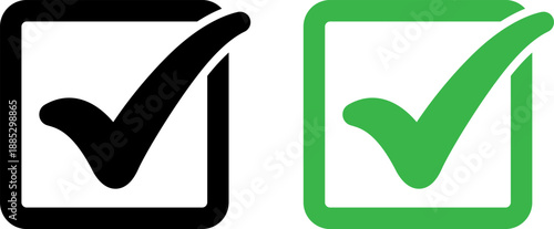 Tableau sur toile Minimalist checkmark icons in black and green