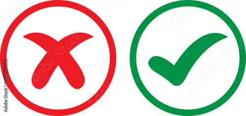 Red cross and green check mark icons