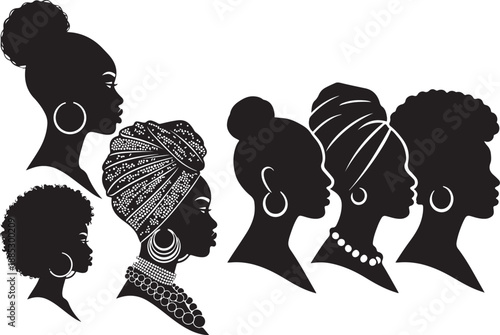Elegant black woman in profile a modern vector portrait illustration