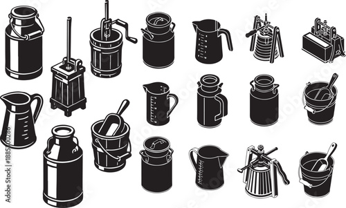 Charming vintage kitchen scene with classic dairy tools and utensils