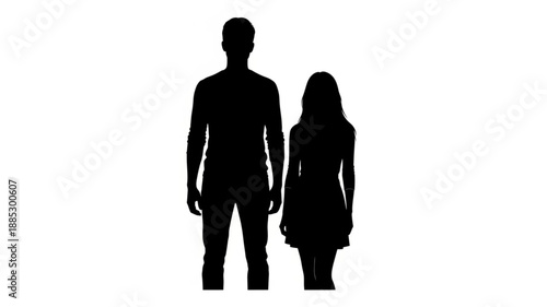 Silhouette of a tall man and a shorter woman standing side by side.