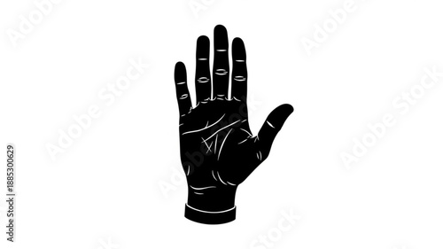 Black Silhouette of a Human Hand Raised Upwards.