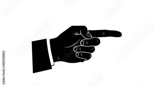 Black Silhouette Hand Pointing Right Direction.