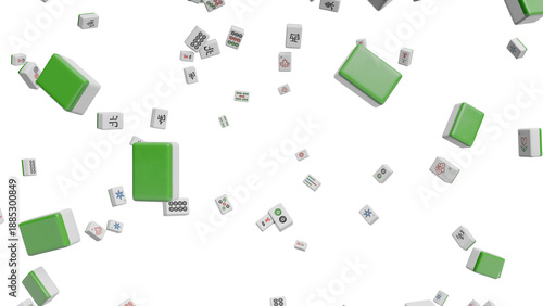 Floating Mahjong Tiles on Black Background
