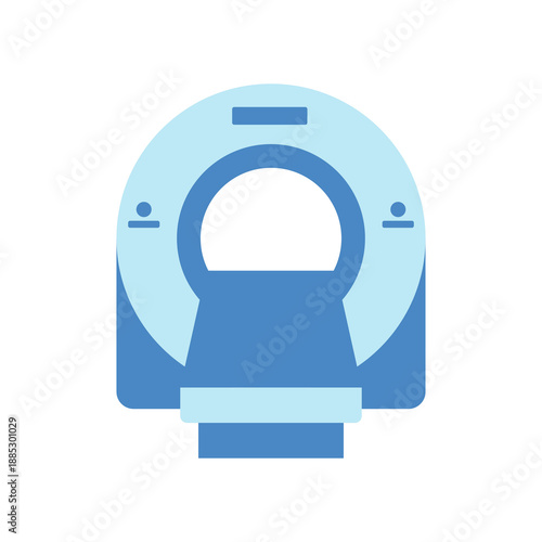 Isolated illustration of medical equipment, MRI scanner machine for hospital equipment icon with flat design.