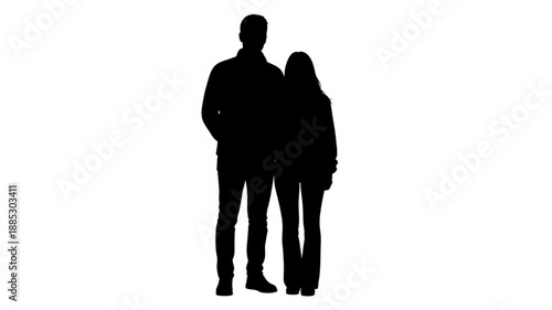 Silhouette of a couple standing together.