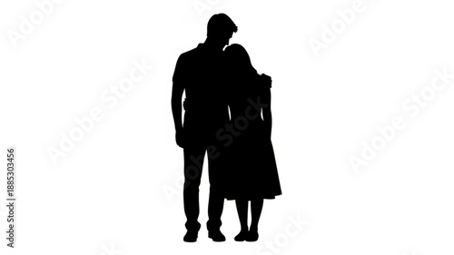 Silhouette Couple Embracing Affectionately Together.