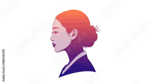 Illustration of a Woman Profile Portrait.