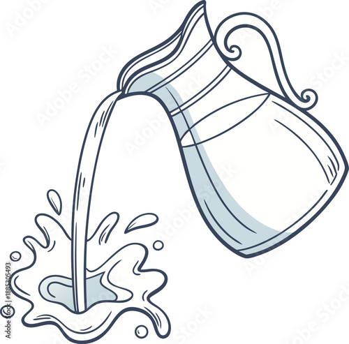 Realistic vector icon illustration milk jug in a splash of fresh milk isolated on white backgro