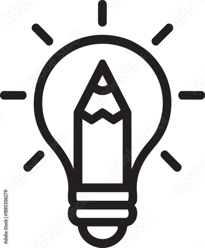 Graphic design lightbulb pencil tip icon vector