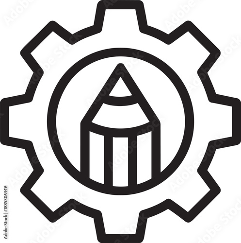 Graphic design gear pencil process icon vector