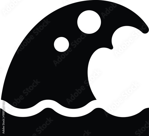 tsunami wave silhouette vector illustration on transparent background