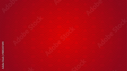Elegant Red Abstract Background with Traditional Oriental Wave Pattern, Sophisticated Seigaiha Texture, and Minimalist Gradient Design for Lunar New Year.