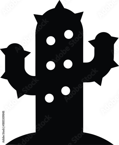 cactus silhouette vector illustration on transparent background