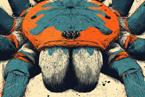 Modern Animal Art Featuring a Powerful Tarantula with Intricate Spot Patterns