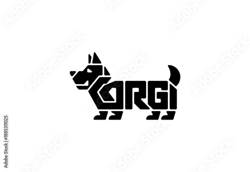 Corgi negative space dog logo mascot icon illustration
