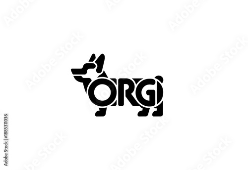 Corgi negative space dog logo mascot icon illustration
