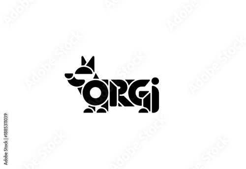 Corgi negative space dog logo mascot icon illustration
