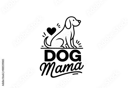 Dog mom card inscription decorative lettering vector illustration. Pet lovers calligraphy phrase with paw footprint. Animal related words, sign isolated on white