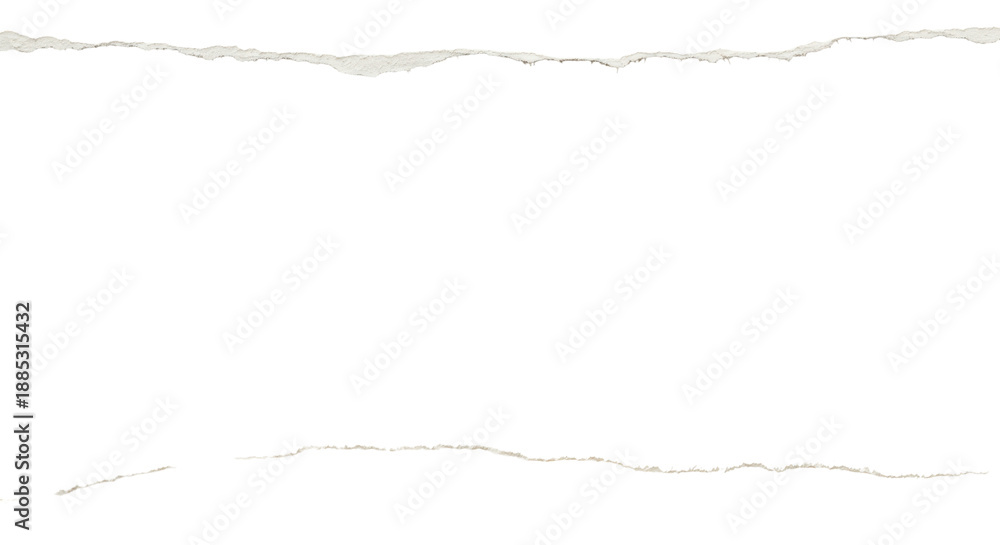 Obraz premium Torn Paper: The delicate edges of a piece of paper, where a tear leaves a jagged edge against an empty, spacious area. A concept of vulnerability, and revealing.