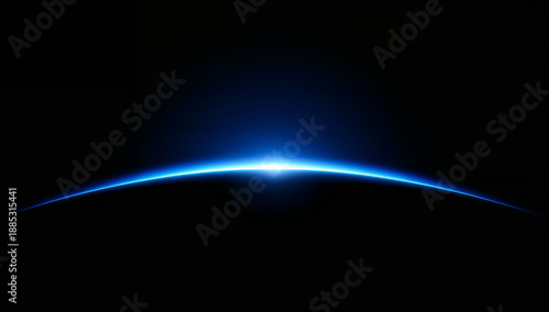 Bright blue horizon line glowing against a dark background