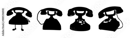 Assorted retro rotary telephones with unique designs and styles
