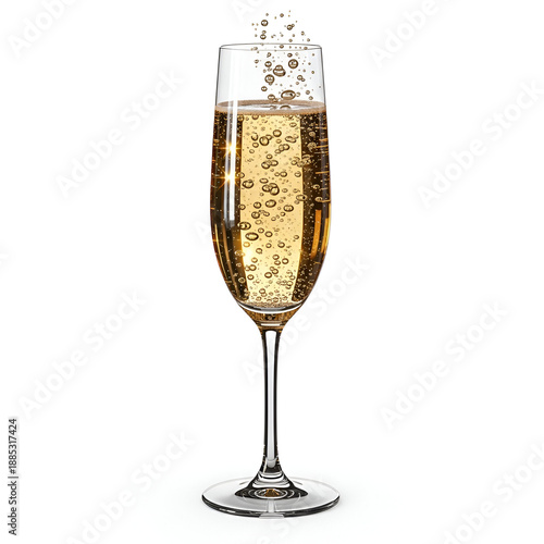 Wallpaper Mural Flute glass filled with sparkling champagne shows effervescent bubbles rising against a clean white background for celebration. Torontodigital.ca