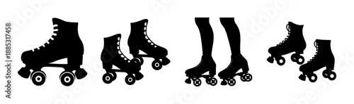 Roller disco skates and skates with legs, vintage roller skates