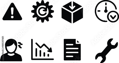 icon vector collection warning gear download clock report wrench