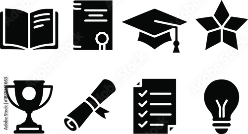 education vector icon collection school study lesson and success