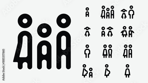 Family and home life icons set