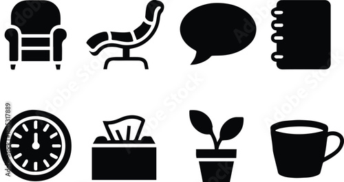 therapy minimalist icon collection for counseling and care