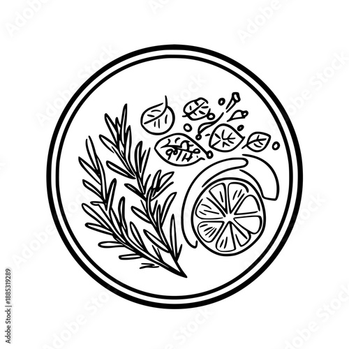 Citrusy Herb Marinade | Clean, isolated vector art for creative projects.