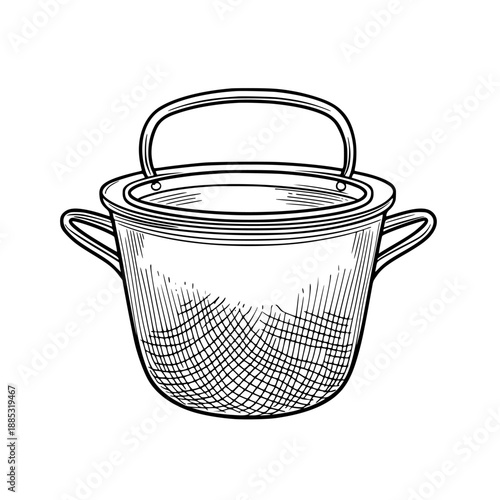 Vintage Cast Iron Pail, Clean Shiny | Clean, isolated vector art for creative projects.