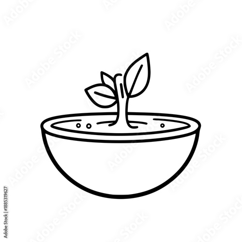 Simplicity blooms: minimalist line art marinade soaking bowl clean | Clean, isolated vector art for creative projects.