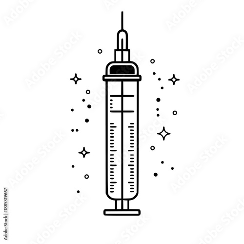 Vintage Syringe Illustration Medicine Drops | Clean, isolated vector art for creative projects.