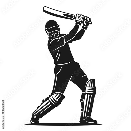 Cricket club logo featuring black batsman silhouette in action stance.
