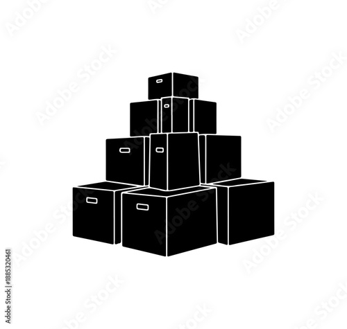 Stacked Black Storage Boxes