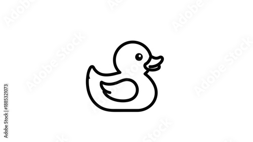 Simple black and white rubber duck illustration.