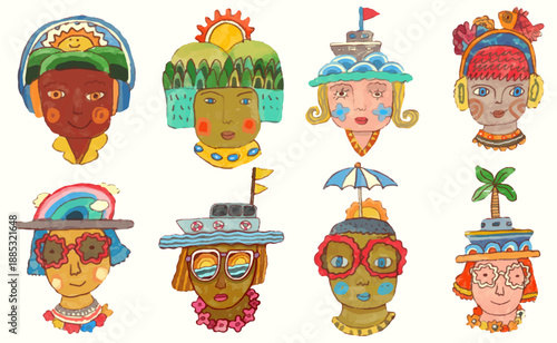 Summer, sea and beach concept. watercolor vector illustration.	