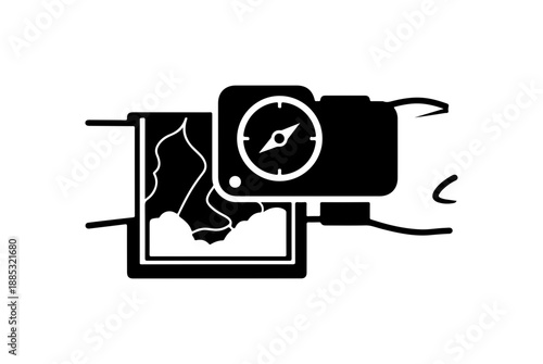 Illustration of a Compass and Map