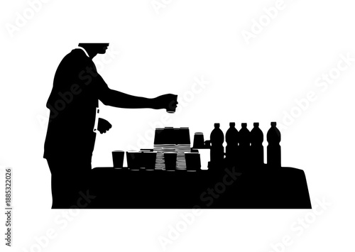 Silhouette of a Bartender at Work
