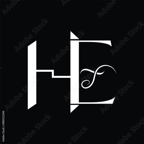 Initial letter HE logo design