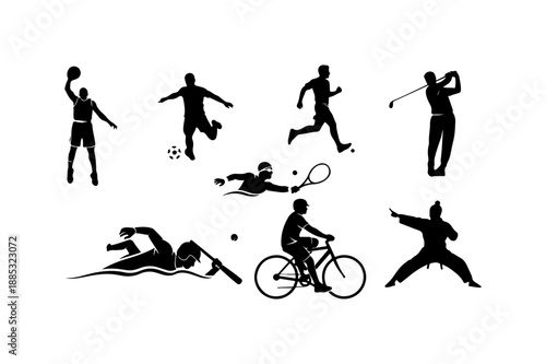 Silhouettes of Athletes in Various Sports
