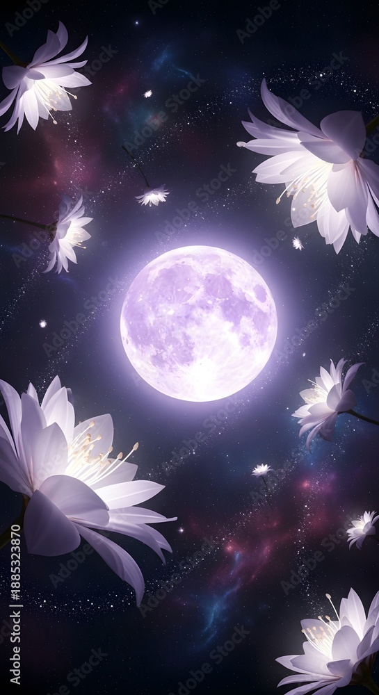 Fototapeta premium Moonlit feathers in space